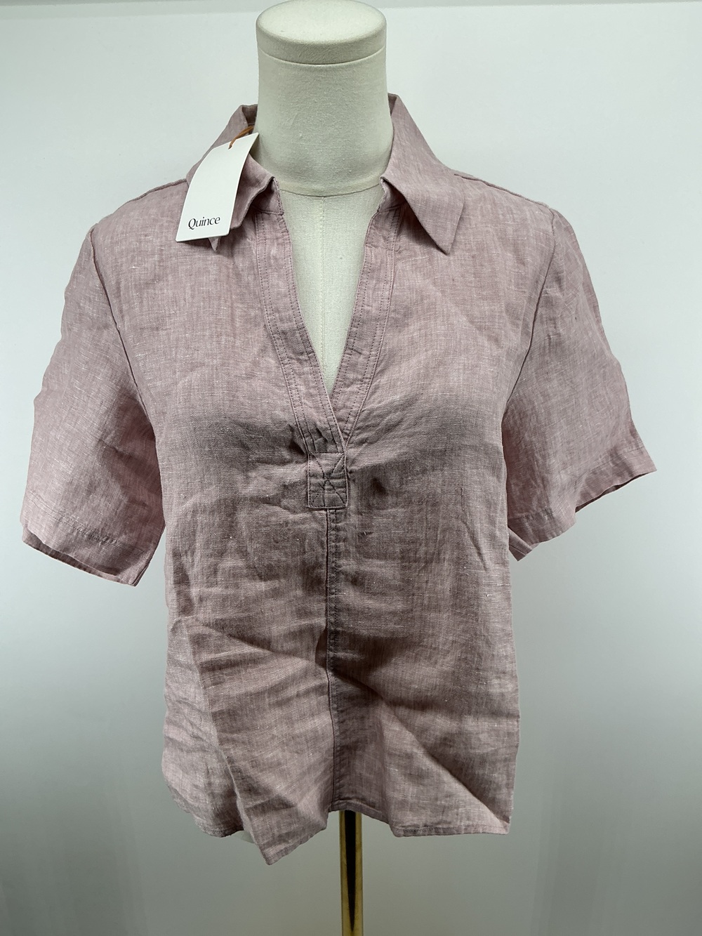 100% European Linen Short Sleeve Popover Top